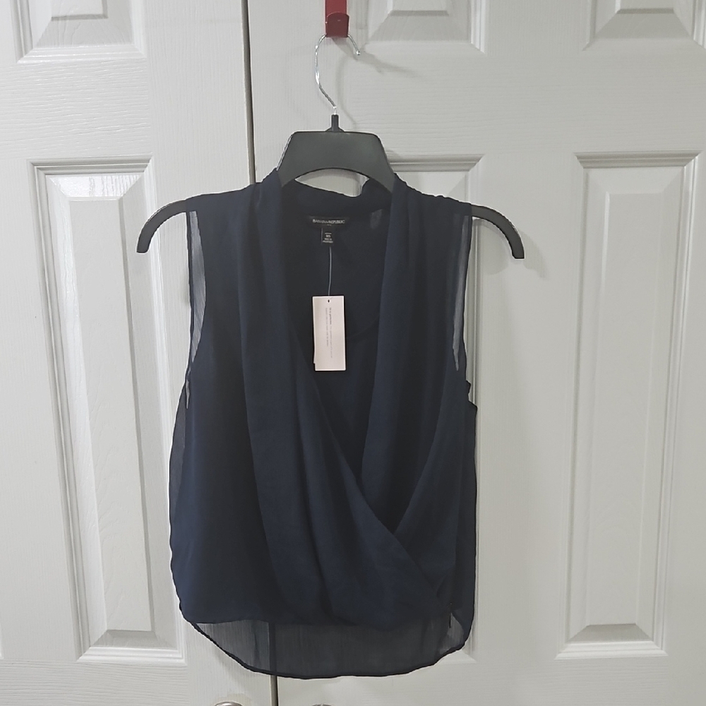 Banana Republic Deep Blue Draped Blouse